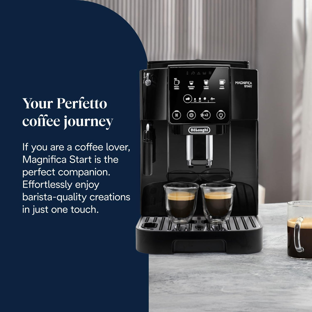De'Longhi Magnifica ECAM222.20.B, Automatic Coffee Machine with Milk Nozzle, Bean to Cup Espresso Machine with 4 One-Touch Recipes, Soft-Touch Control Panel, 1450W, Black