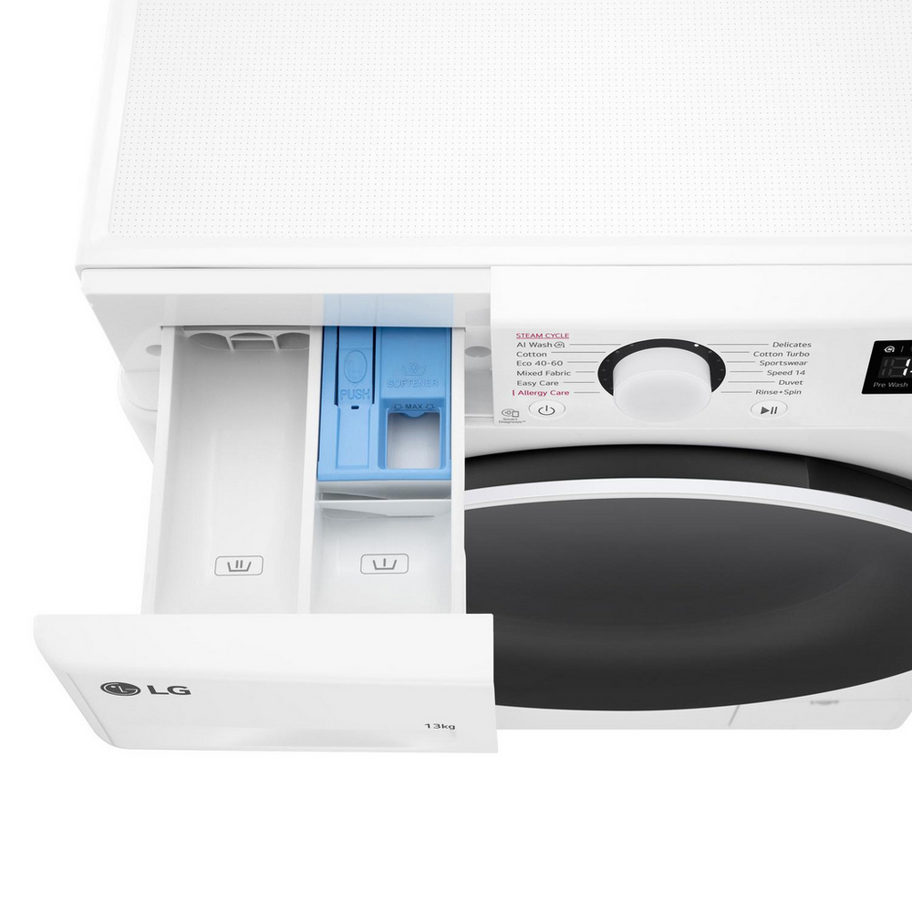 LG F4Y513WWLN1 13kg 1400 Spin AI Direct Drive Freestanding Washing Machine White