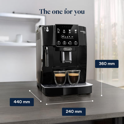 De'Longhi Magnifica ECAM222.20.B, Automatic Coffee Machine with Milk Nozzle, Bean to Cup Espresso Machine with 4 One-Touch Recipes, Soft-Touch Control Panel, 1450W, Black