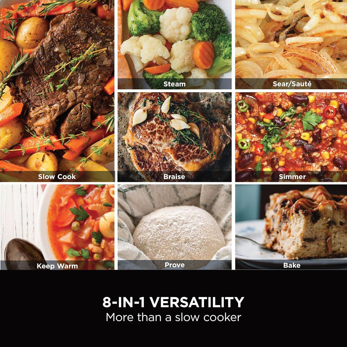 Ninja Foodi PossibleCooker, 8-in-1 8L Slow Cooker, Stone Gold MC1001UKSTGD