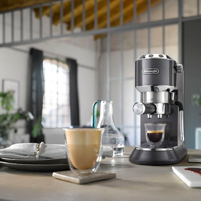 Delonghi EC885.GY Dedica Arte Manual Espresso Coffee maker with Milk Frother - Grey