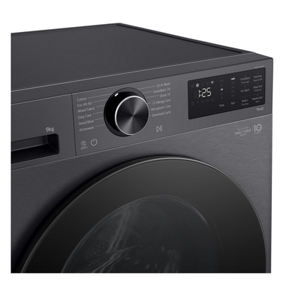 LG F2X50S9TBB 9kg 1200 Spin AI Direct Drive Freestanding Washing Machine Black