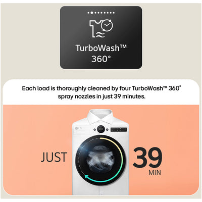 LG F4X7009TBB 9kg 1400 Spin AI Direct Drive Freestanding Washing Machine Black