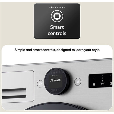 LG F4X7009TBB 9kg 1400 Spin AI Direct Drive Freestanding Washing Machine Black
