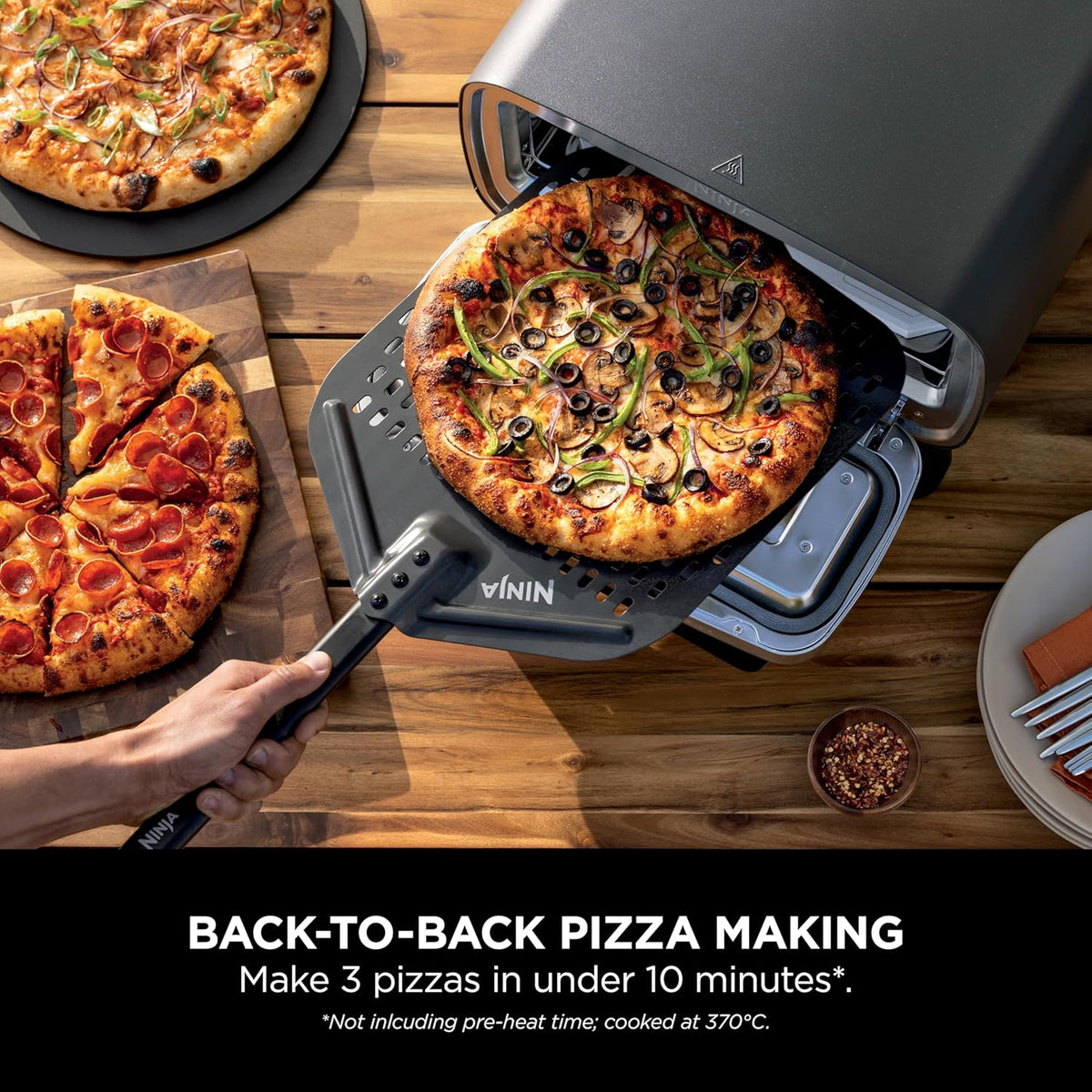 Ninja Artisan MO201UK Electric Outdoor Pizza Oven and Air Fryer - Grey