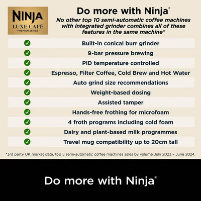 Ninja ES601UKBK Luxe Cafe Premier Espresso Coffee Machine - Black
